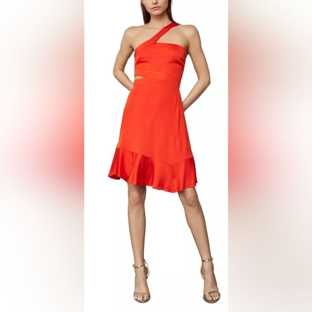 BCBGMAXAZRIA Asymmetrical-Strap Side-Cutout Dress NWT Size XXS Red